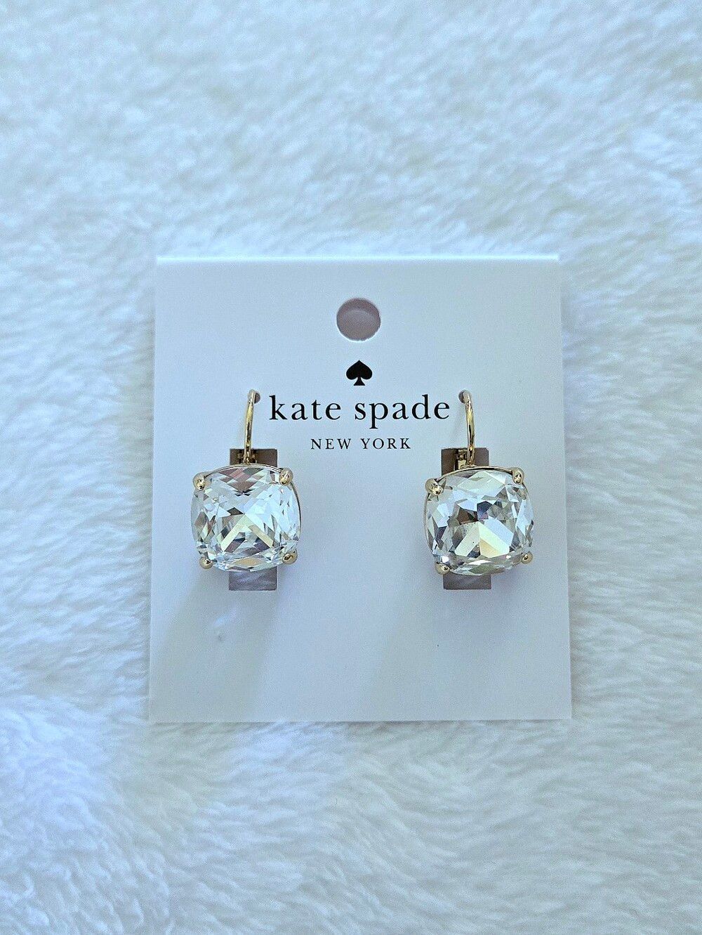Kate Spade♠️ Clear Faceted Crystal💎 Cushion Earrings - Picture 6 of 16